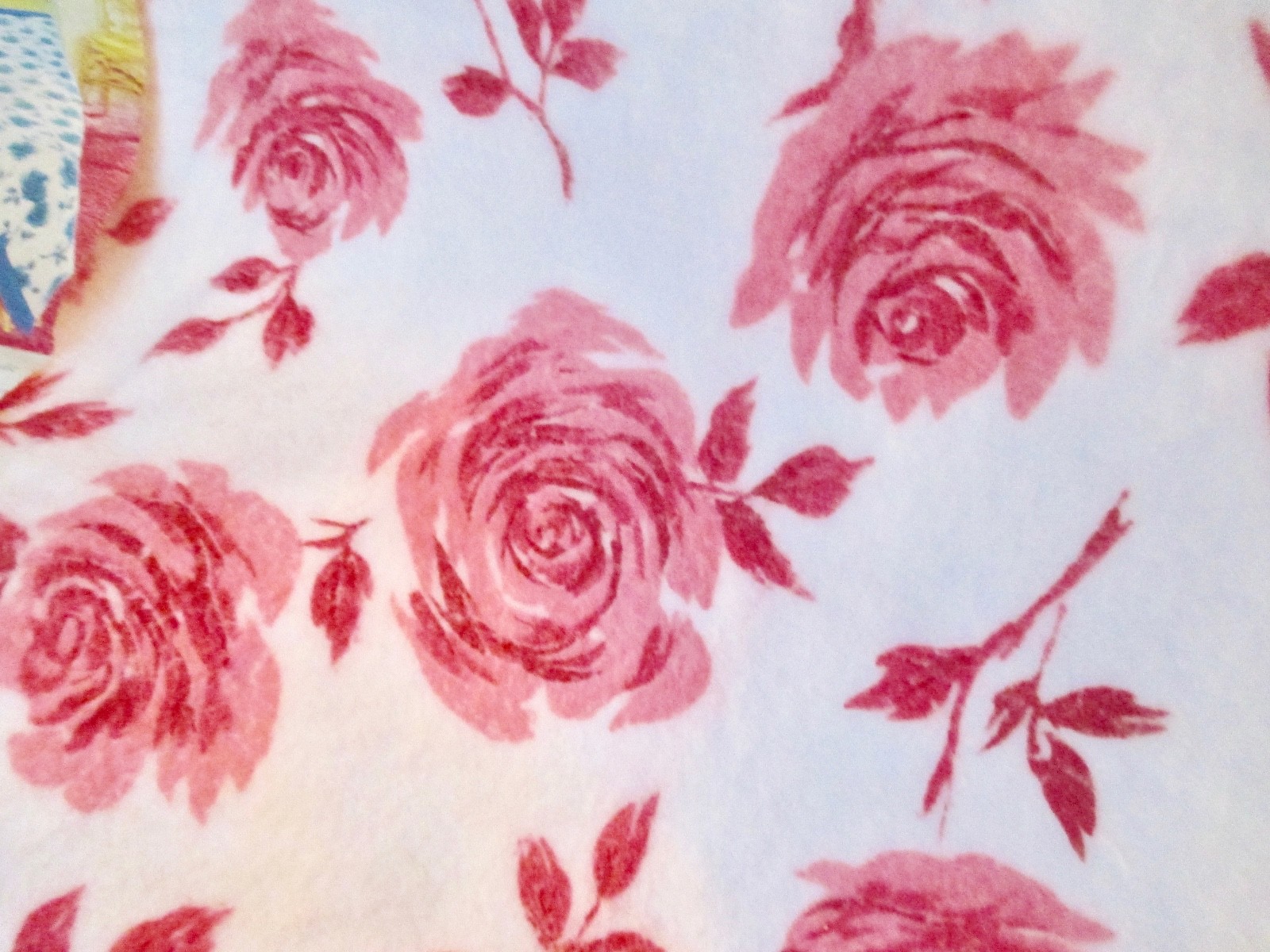 Vintage Beacon Rose Blanket Pink Satin Edge 72 x 90 Rayon/Cotton Pink New Washed