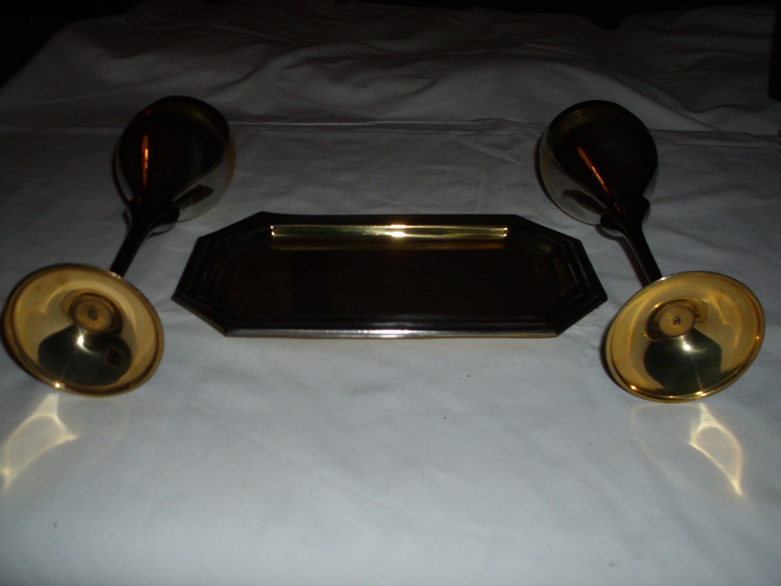 SILVER PLATE CHAMPAGNE FLUTES WITH TRAY IN CASE - MADE IN INDIA
