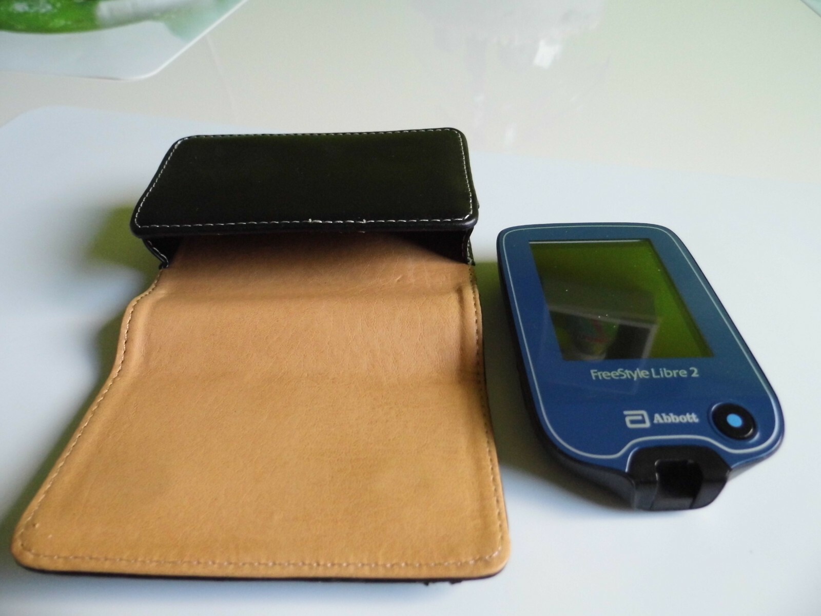 Diabetiker  Gürtel-Tasche - schwarz - Leder -  Passend Z.B für FreeStyle Libre 2
