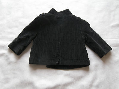 GIRLS BABY GAP LINED BLACK CORDUROY JACKET SIZE 0 - 6 MONTHS