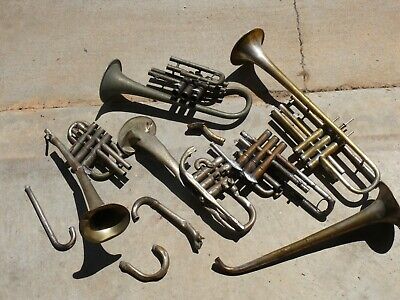 Vintage Cornet Trumpet parts lot Champion, getzen, Couesnon, York Silver