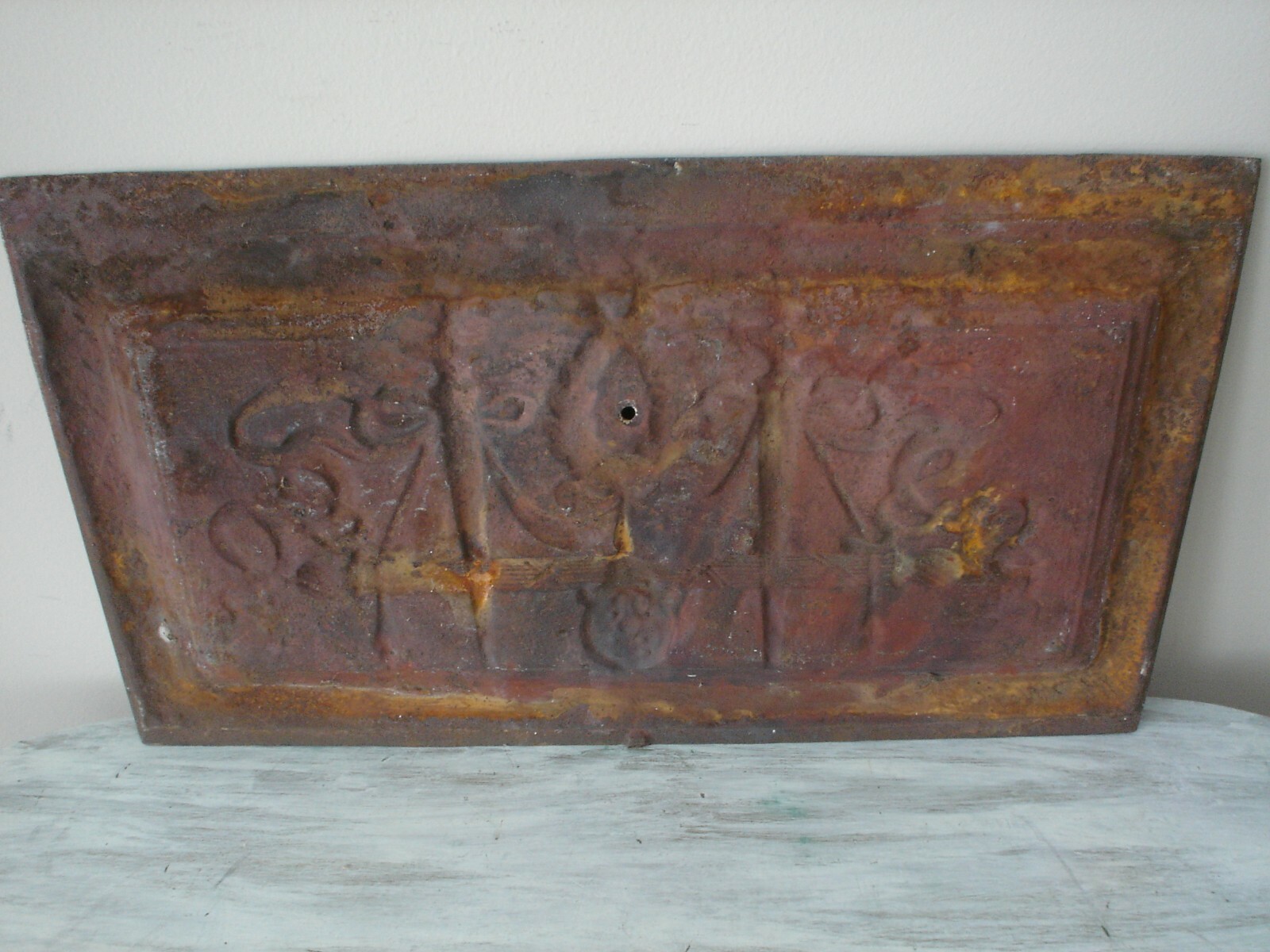 VINTAGE ARCHITECTURAL SALVAGE CAST IRON PANEL Ornate 11.5