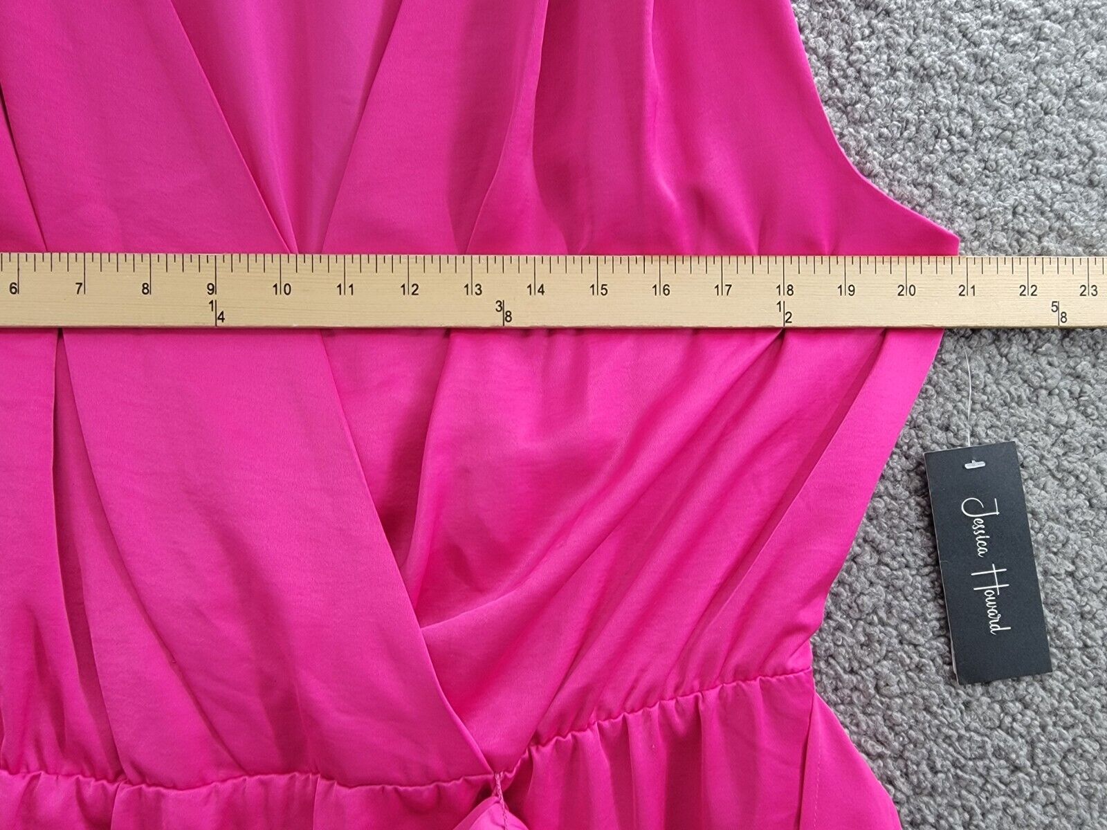 Jessica Howard Sleeveless Tie-Waist Wrap Dress Womens 14 Magenta V-Neck Pullover - Picture 5 of 15