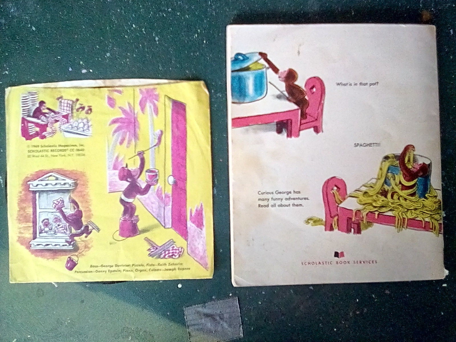 Vintage 1969 Curious George Takes A Job Vinyl Record & Book Good Condition