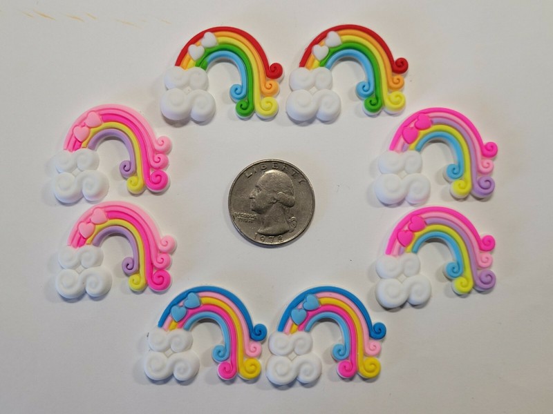 8 Pcs Lot rainbow Flatback PVC Hair Bow Center Supply/DIY