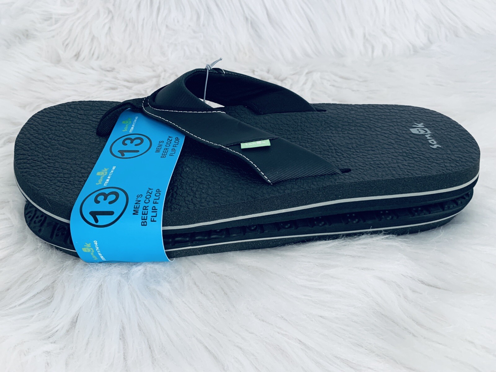 Sanuk Men's Beer Cozy Flip Flops Black 