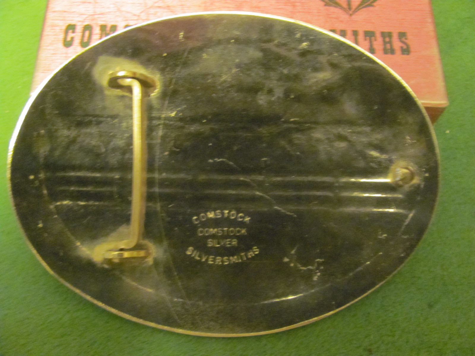 VINTAGE COMSTOCK SILVER, SILVERSMITH BELT BUCKLE( MOVILLE L.B.R. 1ST.1978.)