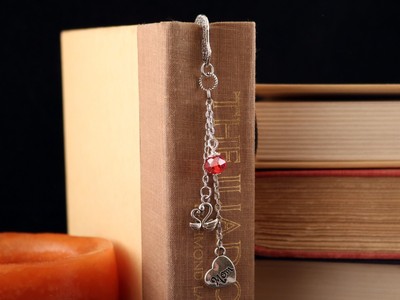 Love to Mom Tibetan Silver Bookmark & Charms Two Swans, Mom Heart. and Swarovski