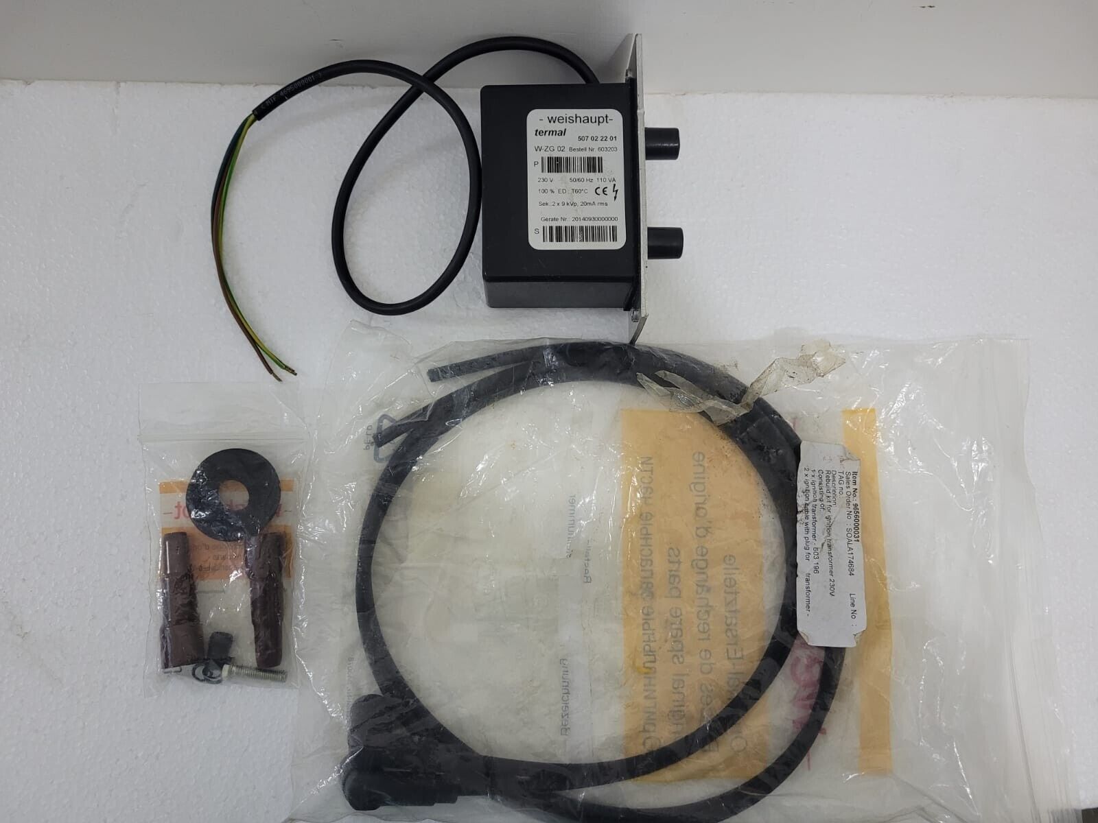 Weishaupt W-ZG 02 Ignition Transformer WZG02 230V 50/60Hz Weishaupt W-ZG 02 Ignition Transformer WZG02 230V 50/60Hz