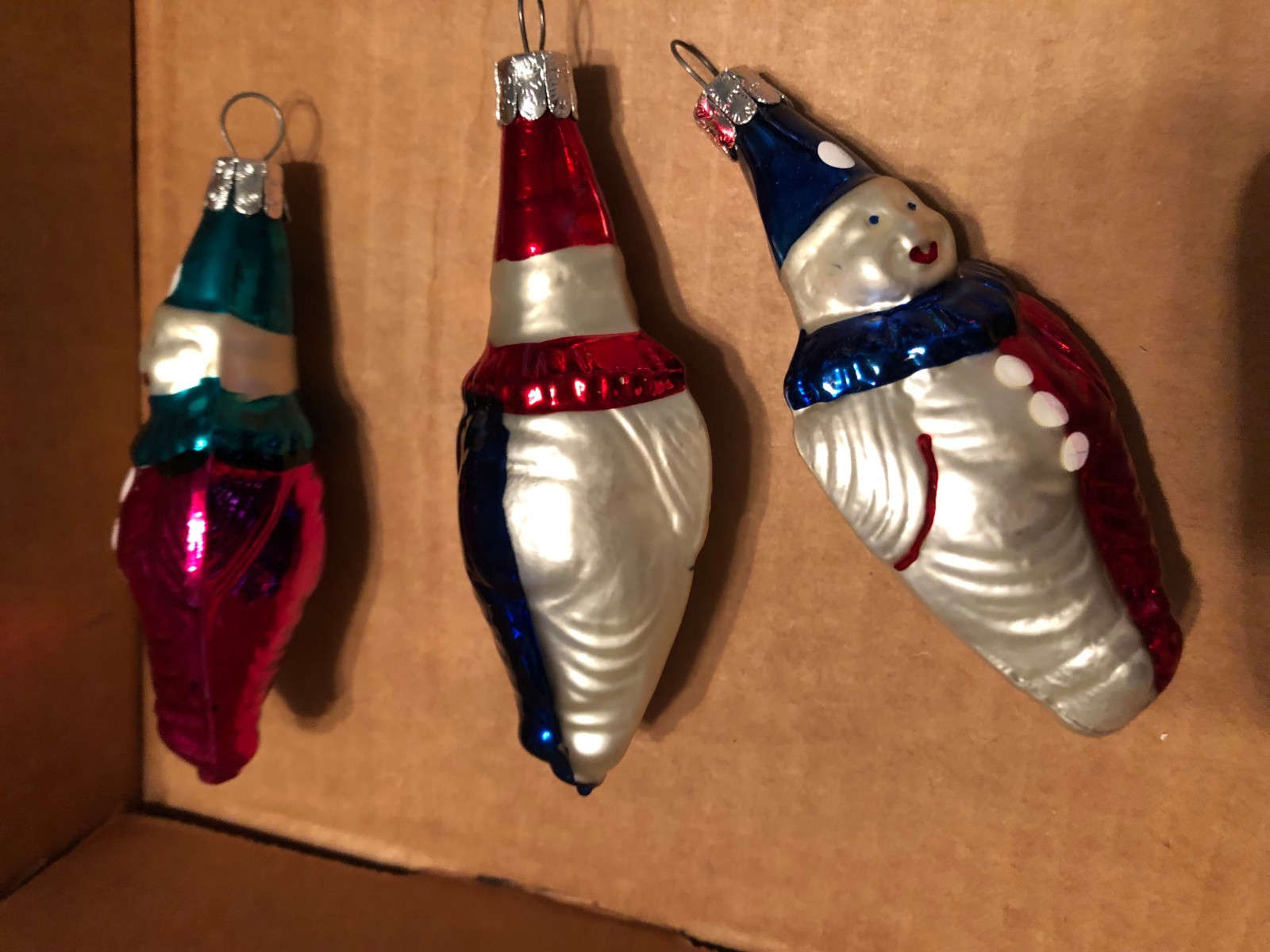Set of (3) Clown Glass Christmas Ornaments 4