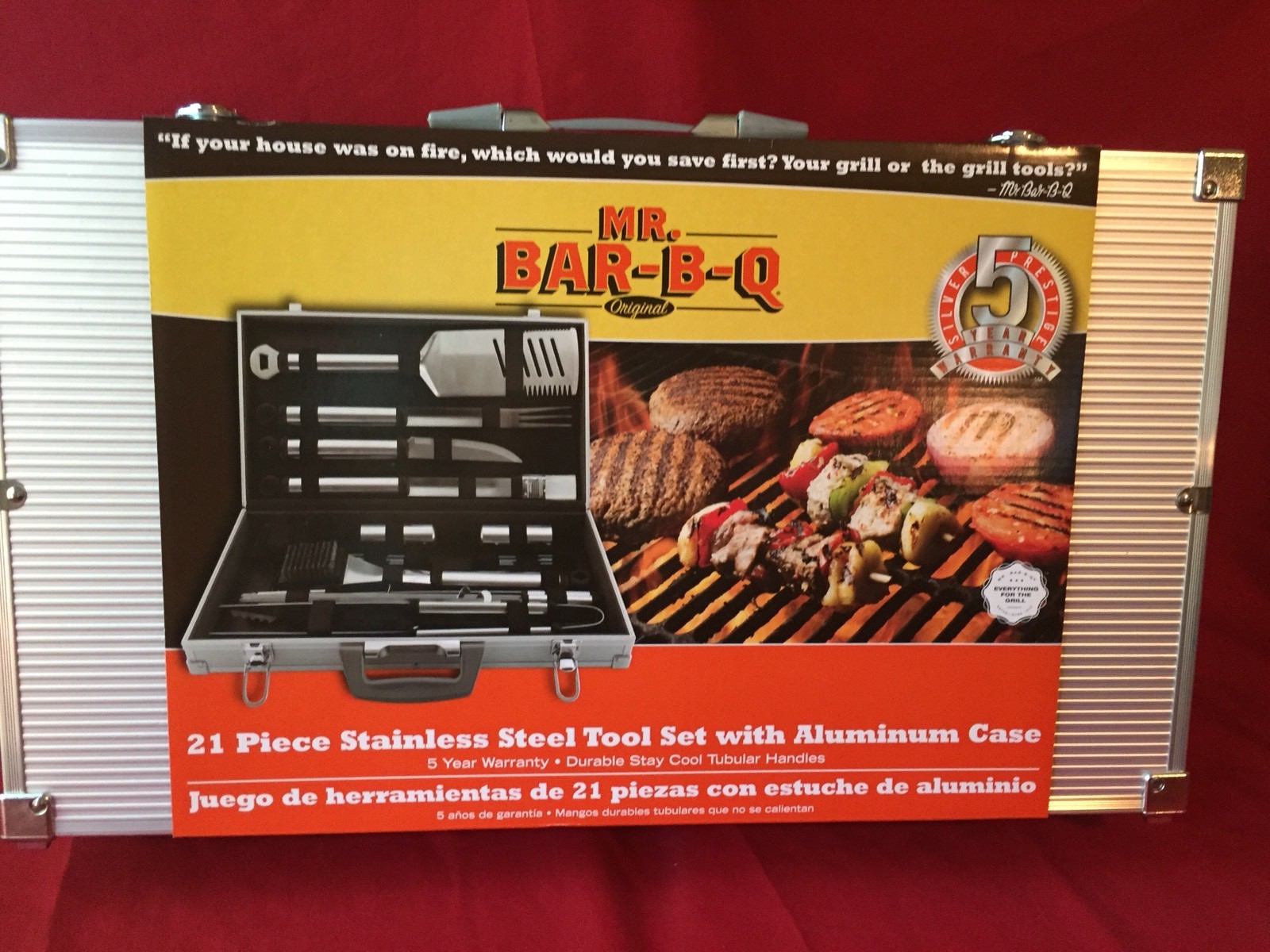 Mr. Bar-B-Q Cooking Tool Set Silver Stainless Steel 21-Piece Aluminum Case