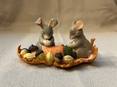 Charming Tails Giving Thanks Figure 85608 Thanksgiving Vtg Silvestri Fitz Floyd