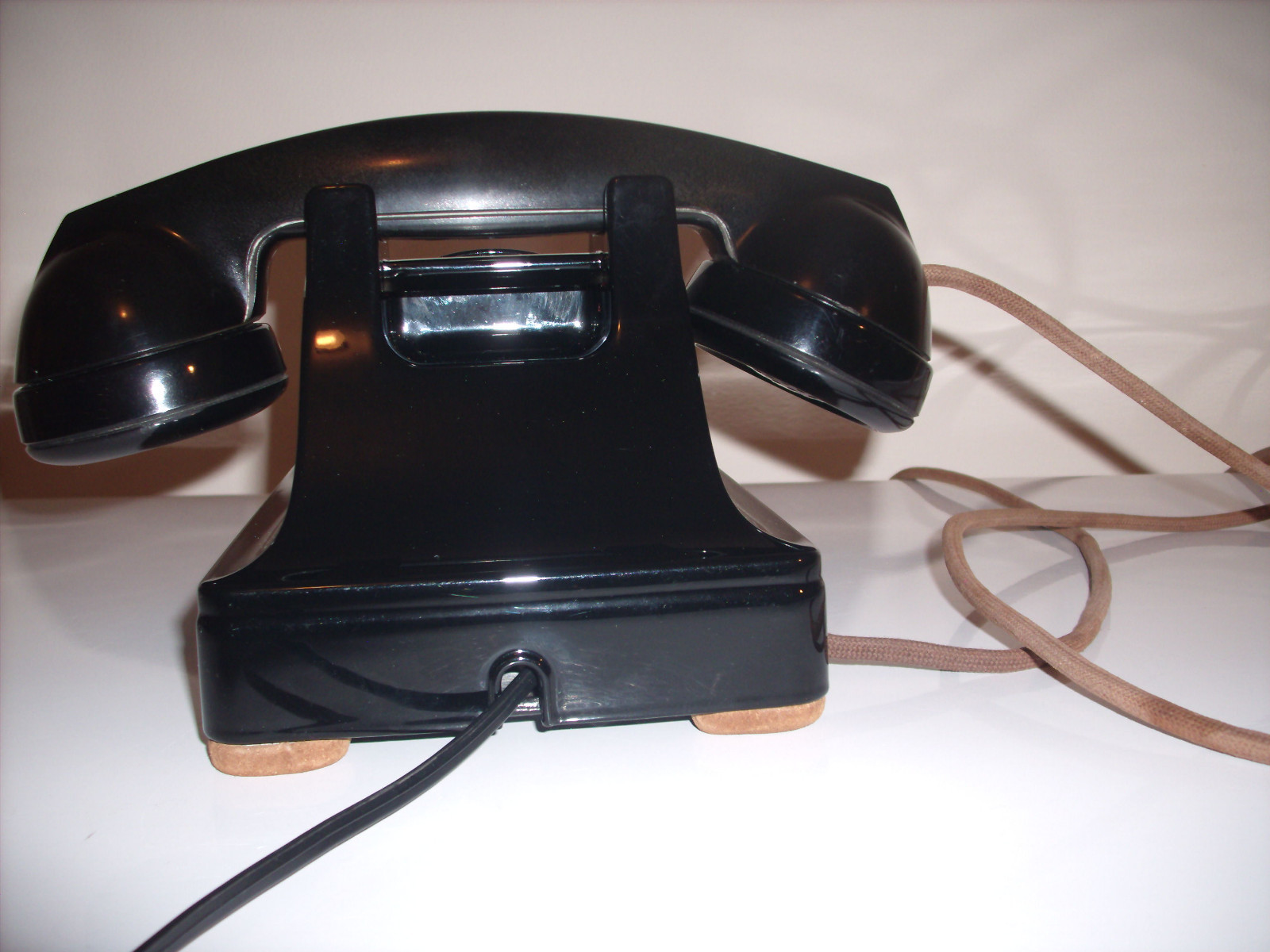Vintage 1940's Metal Body Western Electric 302 Rotary Phone, Cloth Handset Cord