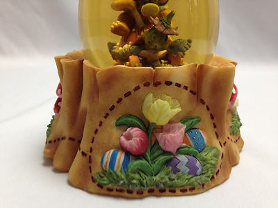 Easter Bunny Rabbit Turtle Mushroom Resin Amber Glass Glitter Snow Globe 2001