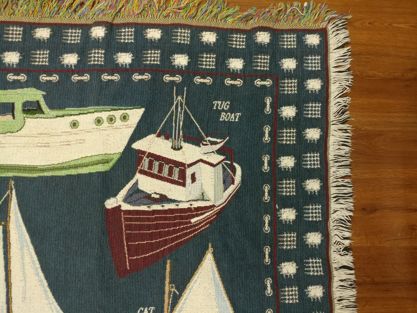 Bob Timberlake Home Collection Tapestry Woven Throw Blanket Ships Boats Sailboat