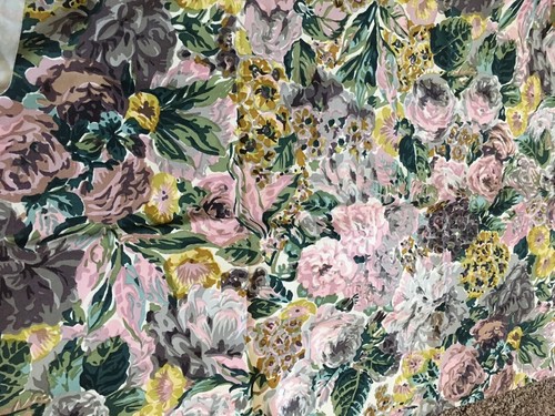 Vintage Cotton Upholstery Drapery Fabric Big Floral 54” X 48”