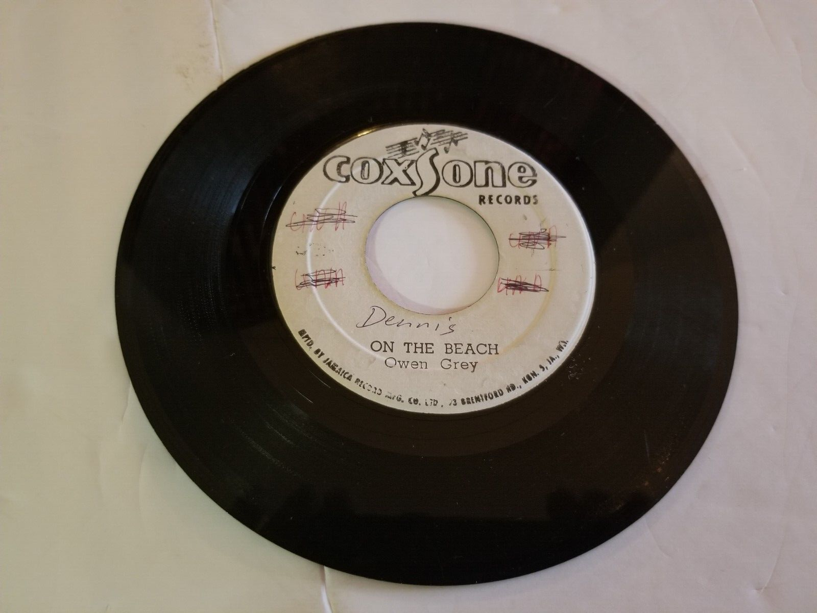 ジャマイカ7” Owen Gray / Clue J. & The Blue On The Beach / Shuffling Jug none Coxsone Records /00050 Owen Grey-on The Beach/The Blues Blasters/Shuffling /Reggae
