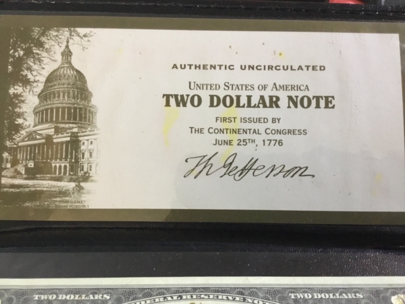 $2 Two 2003 New York  Dollar Bill Silver Plated World Reserve Monetary Exchange