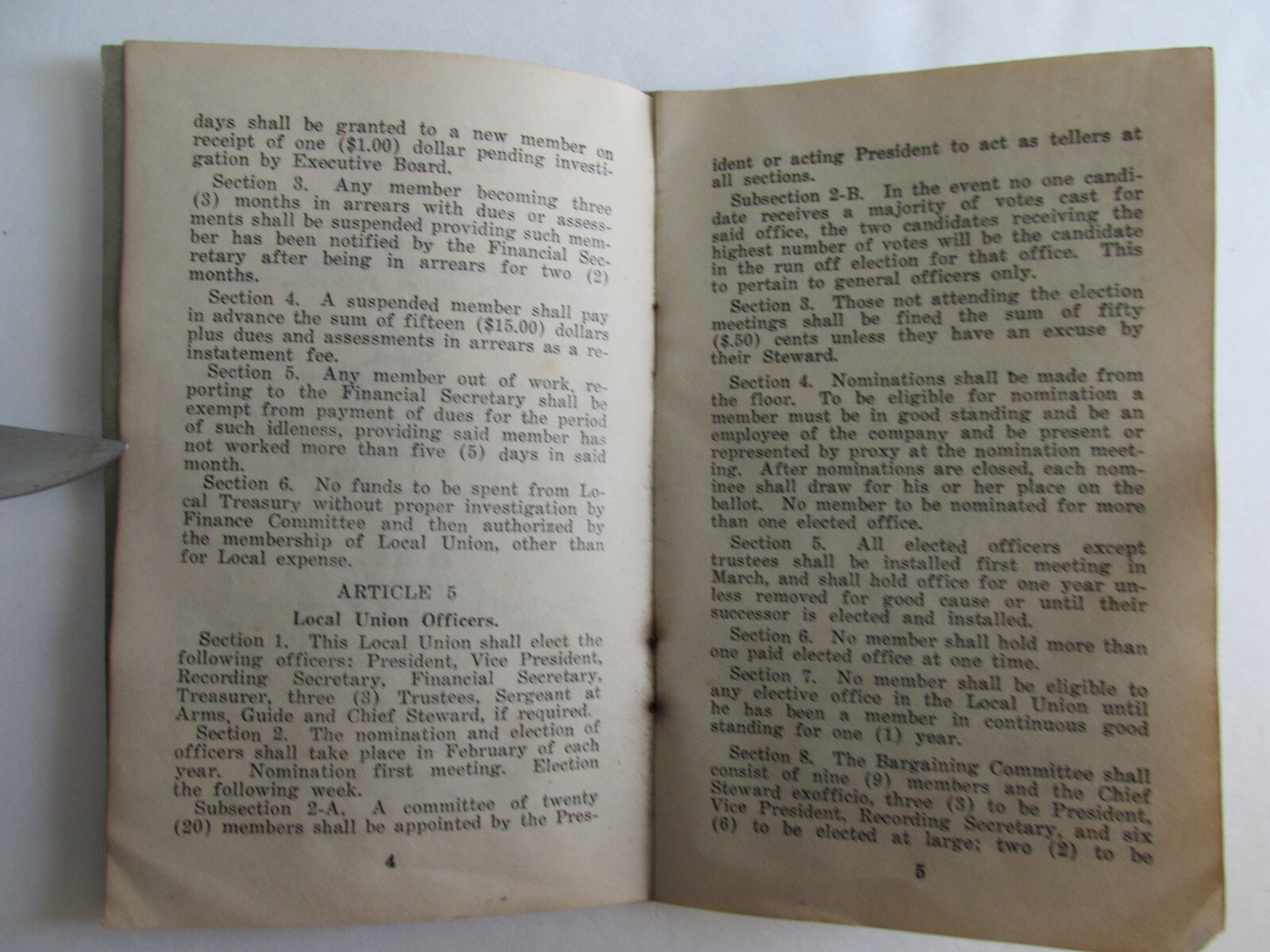 XX122 United Auto Automobile Workers Union local 180 1937 bylaws notebook