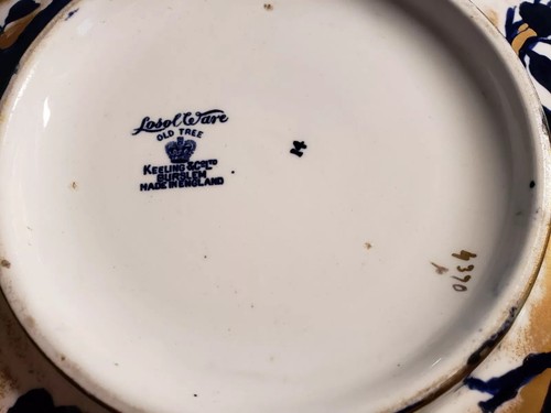 VTG. Keeling & Co. Ltd Losol Ware Pottery Flow Blue & Gold Large Bowl 1912 -1936