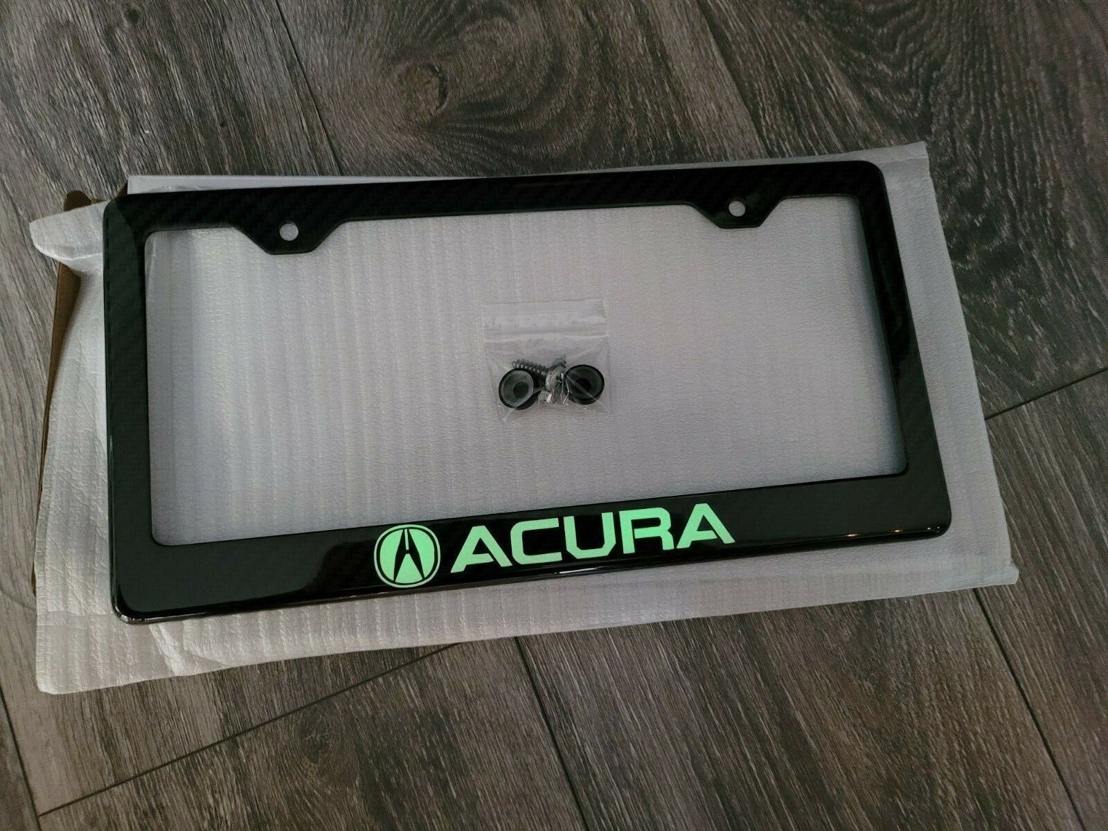 (Glowing) Acura 100% Black Carbon Fiber License Plate Frame Premium 
