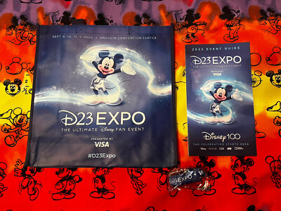 Disney D23 Expo Anaheim 2022 100th Anniversary Tote Bag Program Map Lanyard Lot