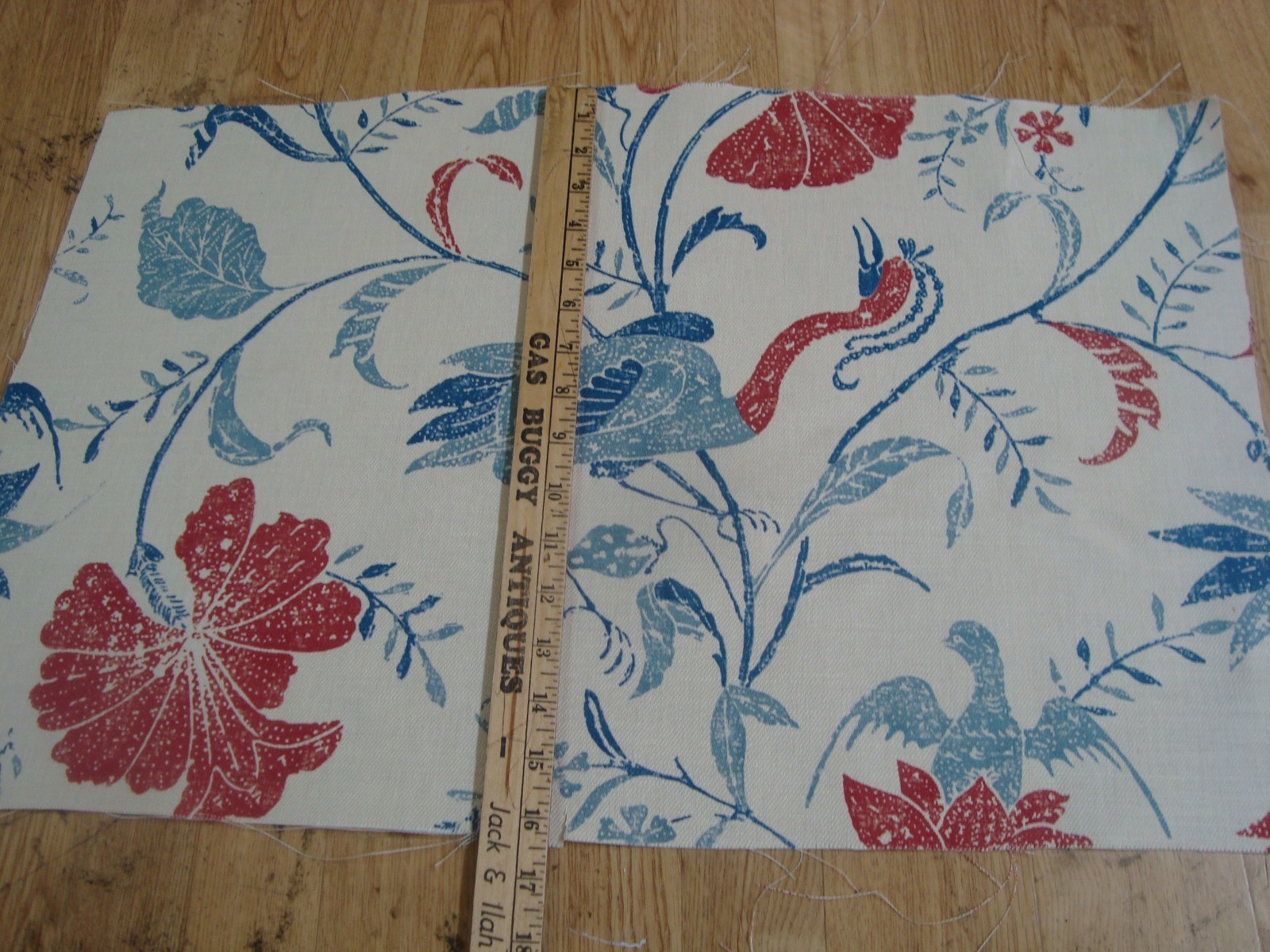 2 Remnants BRUNSCHWIG FILS BATIK Document BIRDS DRAPERY FABRIC 16