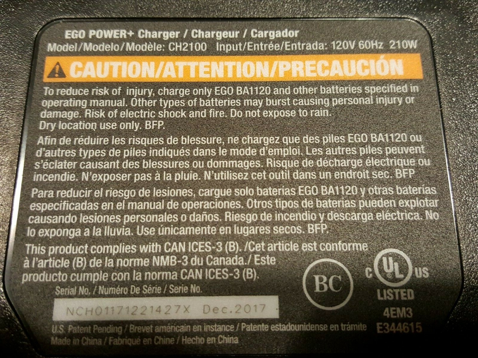 New Ego 56V BA1400 2.5Ah battery with charger