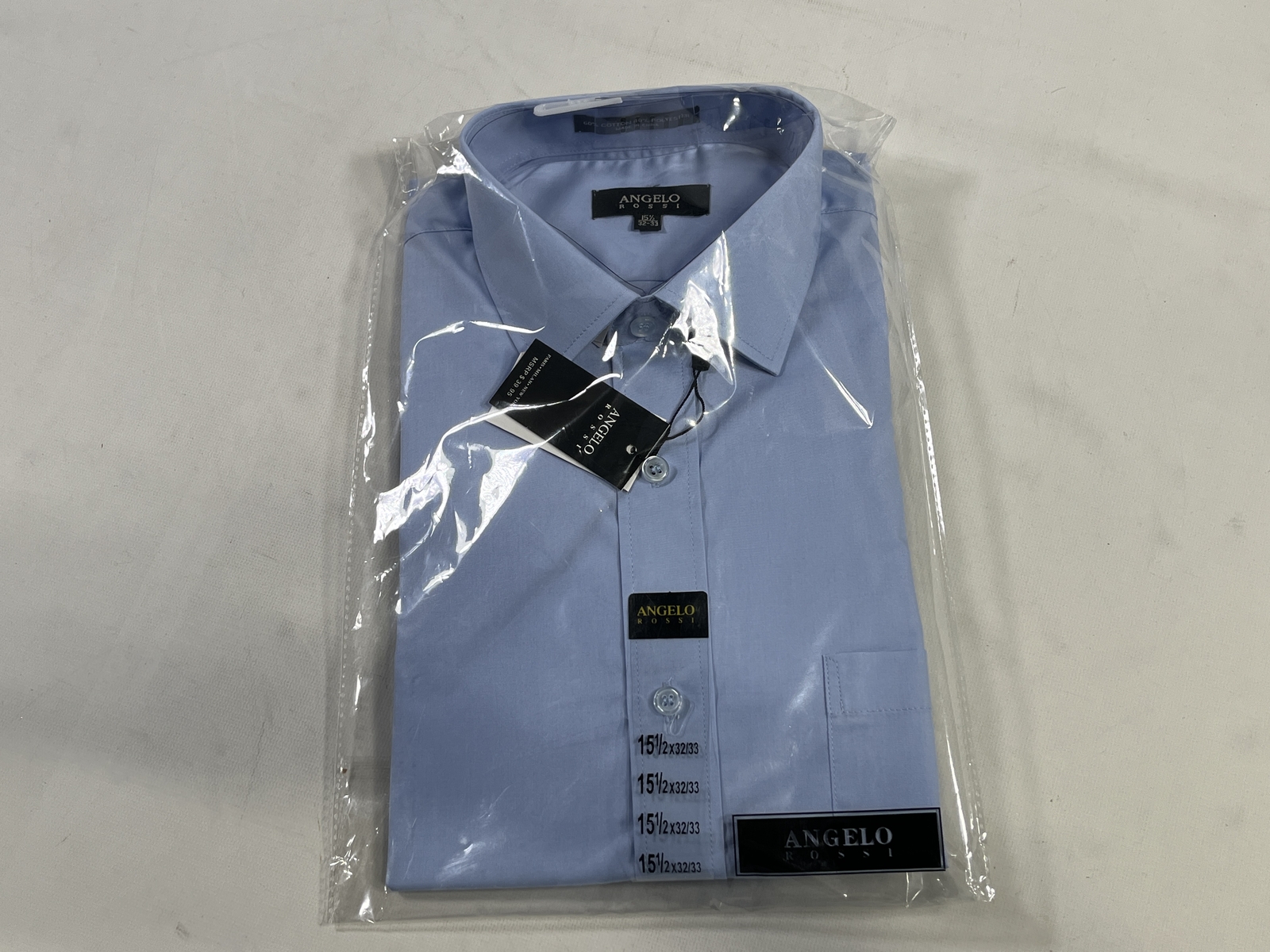 Mens Angelo Rossi Blue Button Down Shirt Size 15.5 NEW