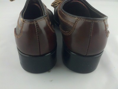 Vintage Brown Leather SANDY MCGEE Boy's High Heel Oxfords NOS
