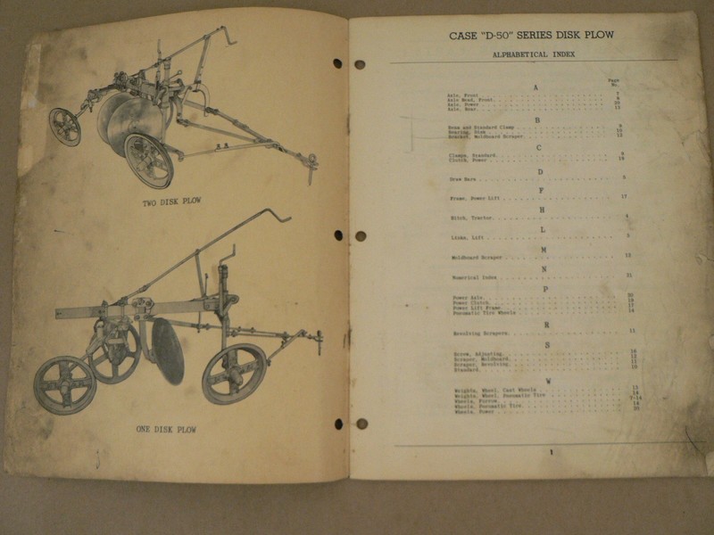 Case D-50 Series Disk Plow Parts Catalog Service Repair List 1949 No A472