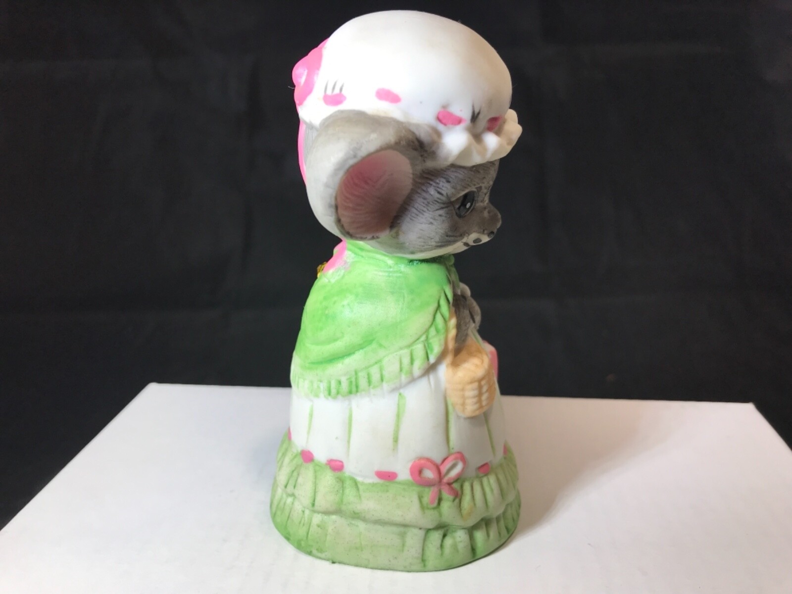 Vintage Mrs. Grandma Mouse Bell Figurine Bisque Umbrella Jasco
