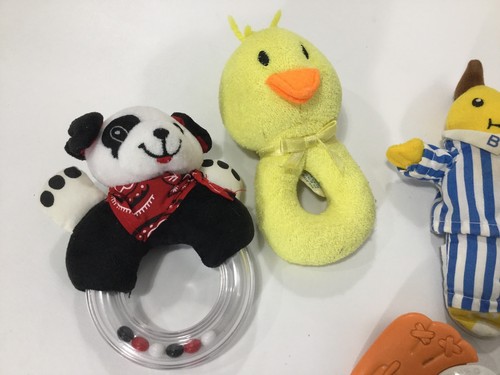 Vintage 1990s Baby Toys Kids II 2 Dog Duck Rattle Bananas in Pajamas Safety 1st