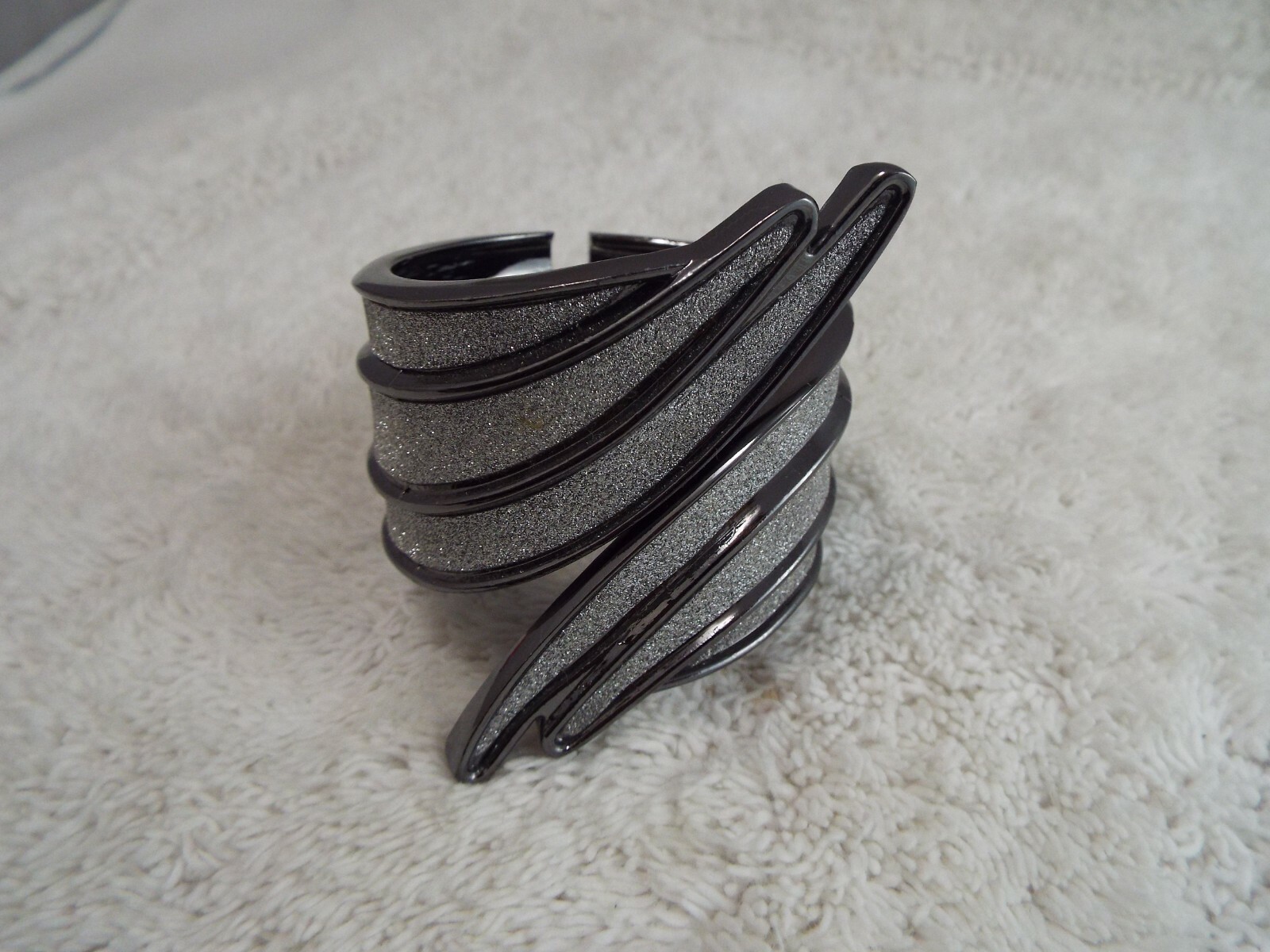 Gunmetal Glitter Hinged Clamper Bangle Bracelet (A73) | eBay