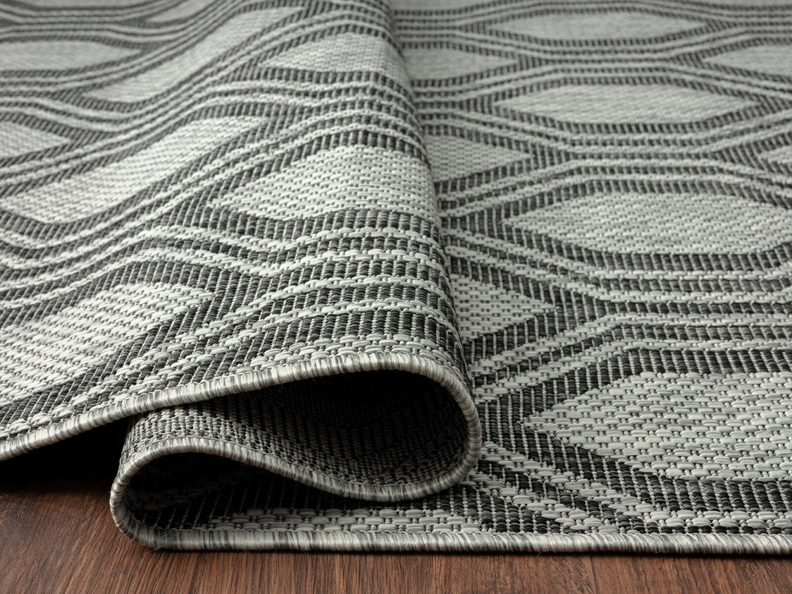 TEPPICH ILLUSION OUTDOOR BALKON TERRASE GARTEN WETTERFEST GRAU CREME
