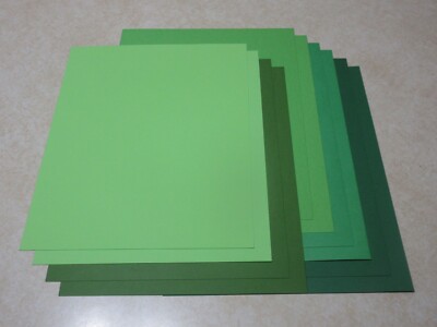 SALE!! 8.5 x 11 CARDSTOCK PAPER - SHADES OF GREEN #2 - LOT OF 10 - NEW!!