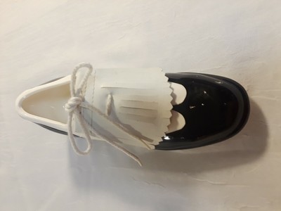 Vintage Enesco Planter Mens Dress Tap Shoe w/ Spat, Magician Theater Saddle Shoe