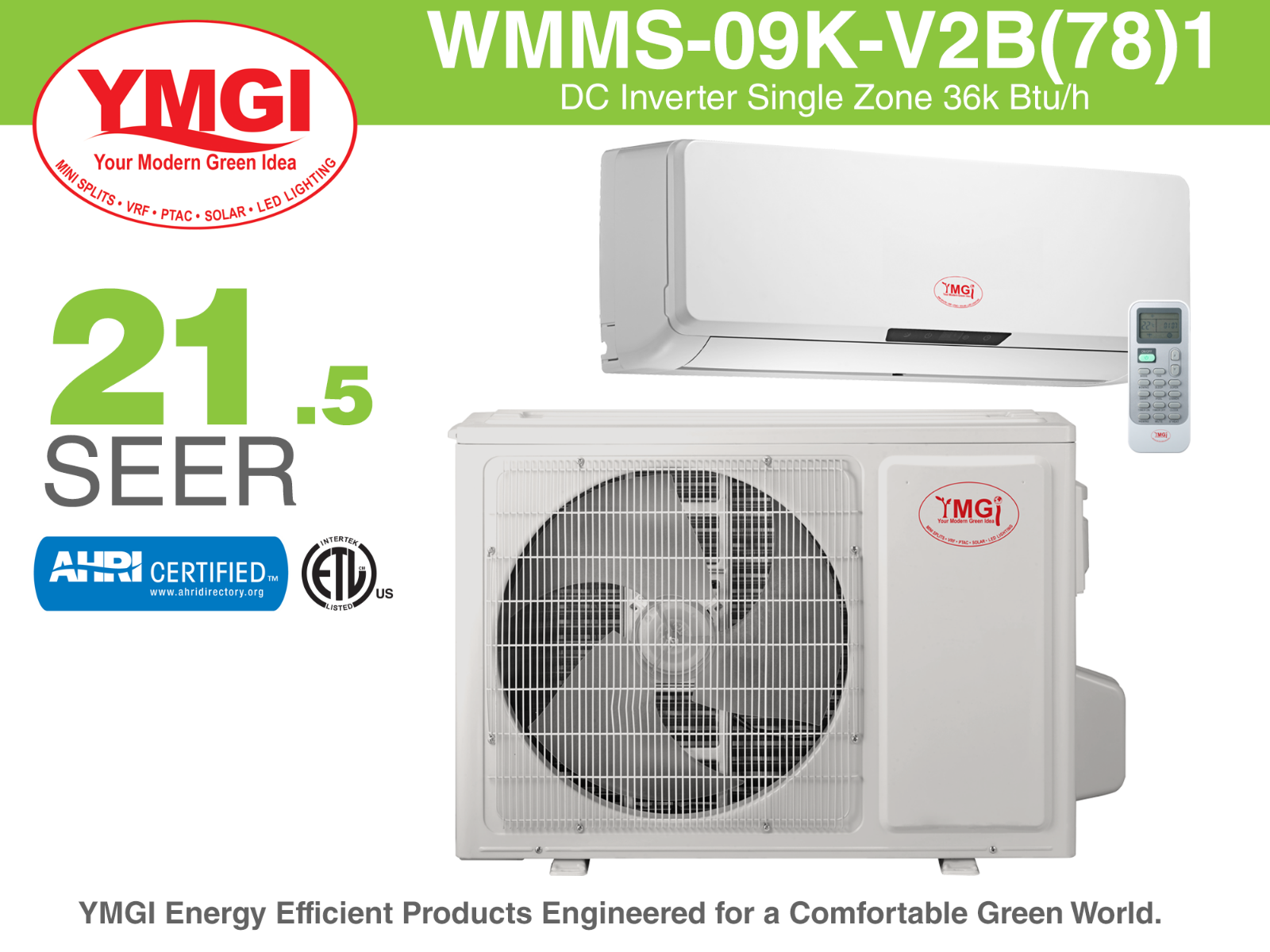 YMGI With MITSUBISHI SEER 22 9000 BTU Ductless Mini Split Air Conditioner ~NEW~