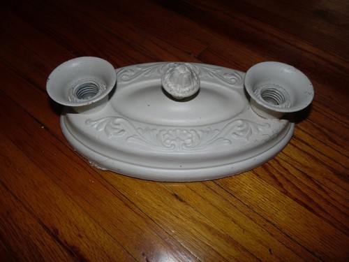 Antique Art Deco Victorian Metal Flush Mount Ceiling Light Fixture Brass