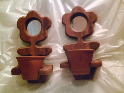 Set Of 2 Wooden Flower Shaped Planter Holder 12