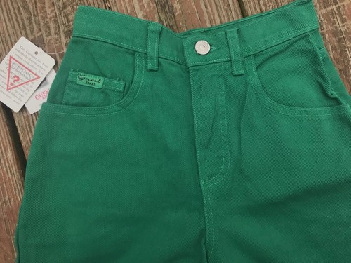 Vintage NWT Kids GUESS Green Denim Shorts Sz 8 MADE IN USA New With Tags
