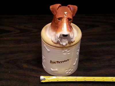 FOX TERRIER Porcelain Dog Treat Cookie Jar Ceramic Figurine Quality DNC Arcadia