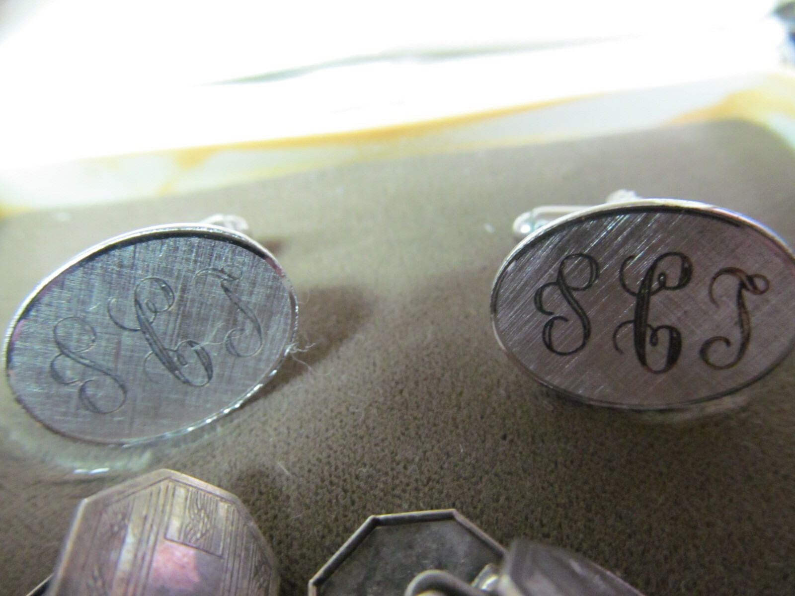 Lot of Cufflinks + Buttons – Some Marked Sterling Silver Taxco Engraved