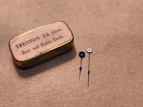 Set Of NOS Trenton 16s Blue Spade Hour/Minute Hands-140/85 Hole Sizes
