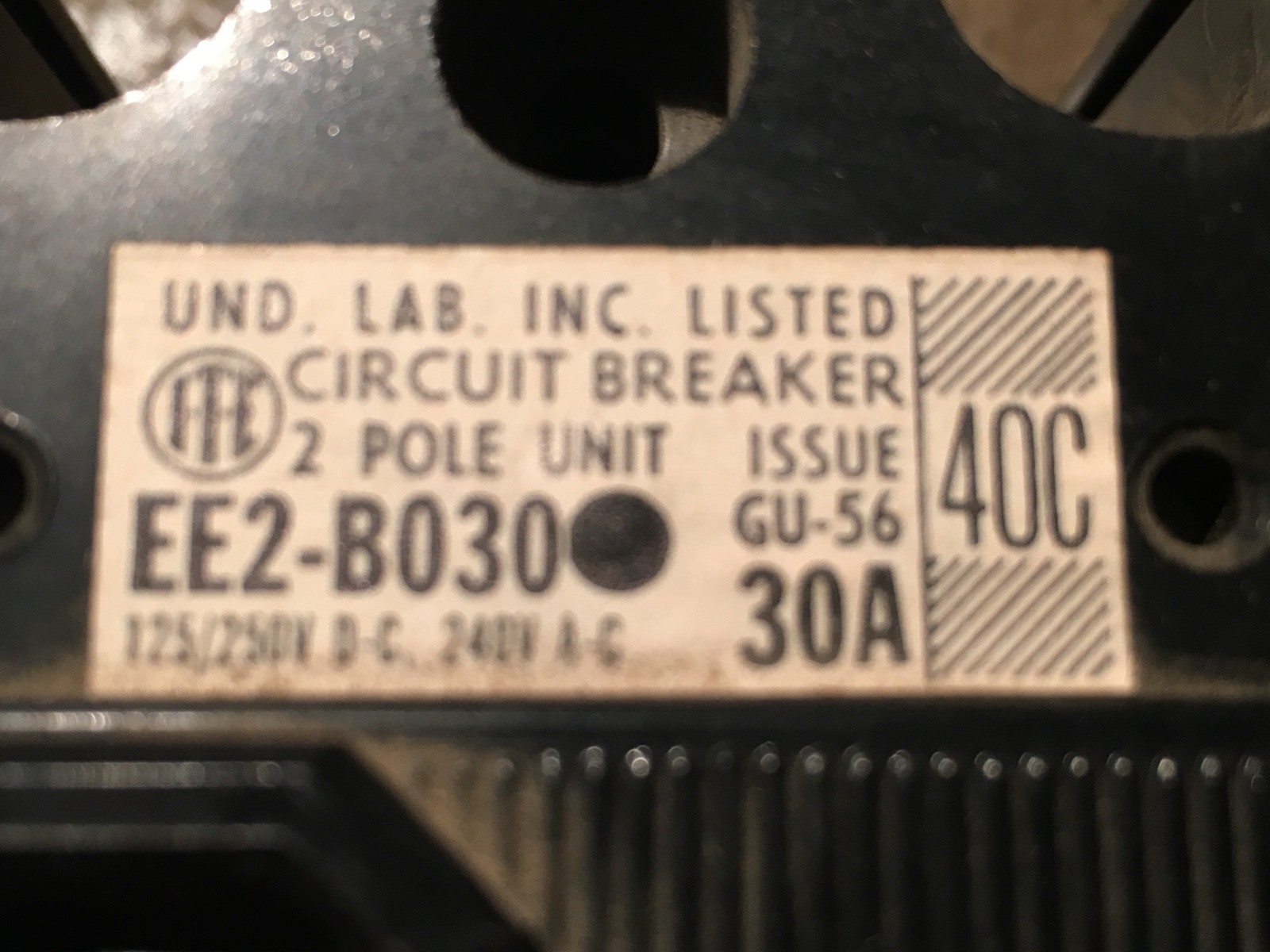 Used ITE EE2-B030 240 Volt 2 Pole 30 Amp Circuit Breaker