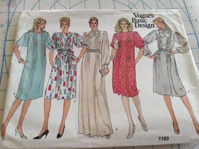 Vintage Vogue Basic Design Women's Dress Pattern 1163 Size 12 Uncut