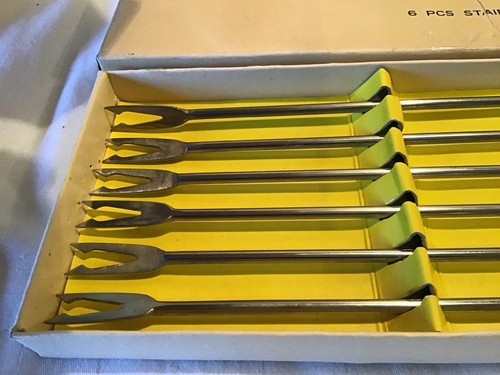 Set Of 6 Hamilton Beach Fondue Forks Stainless Steel In Box