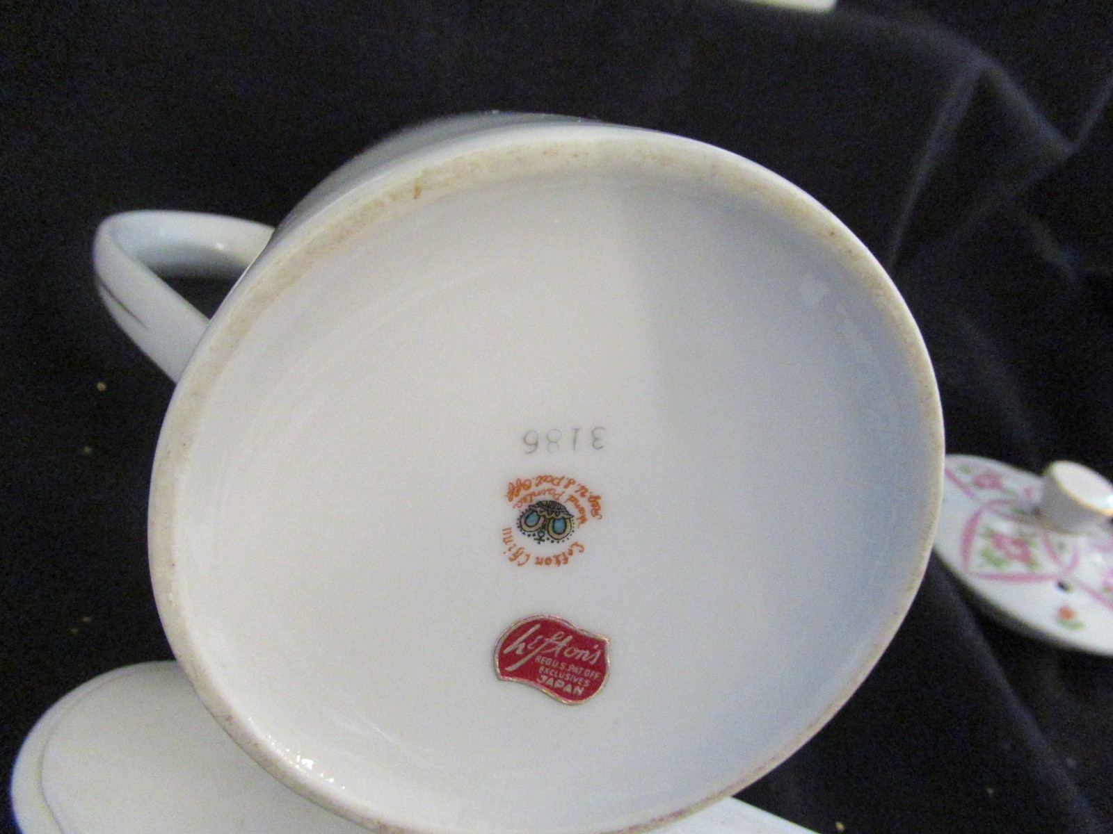 Gift Lefton Teapot Coffee Pot including Cream and Sugar Rose & Blue Hand Painted