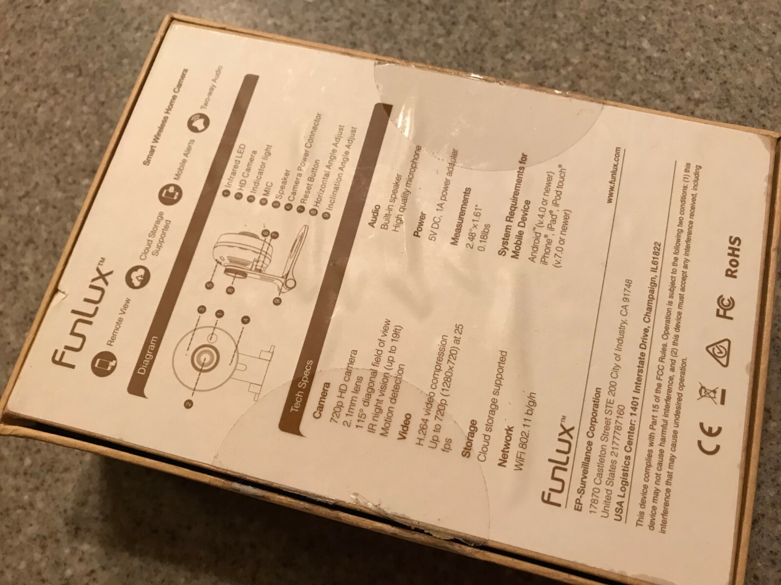 Funlux Mini WiFi 720P HD Wireless IP Surveillance Camera (ZH-IXY1D)