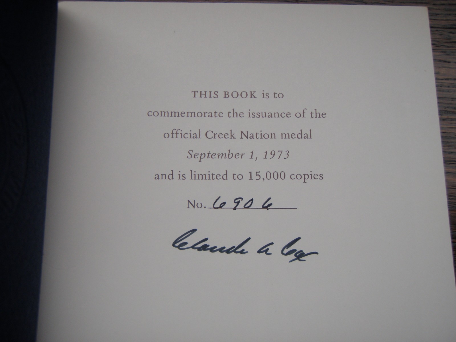 INDIAN TRIBAL SERIES The CREEK Rare Numbered Signed Native American 6906 Book